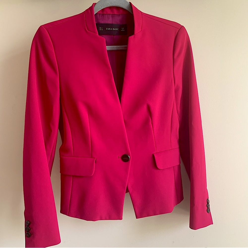 Zara Women Tailored Blazer Magenta Pink Fully Lined S… - Gem